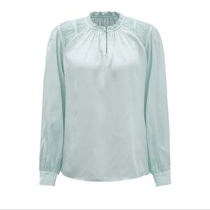 MOTF PREMIUM Mint Green Viscose Notched Neck Top | XS | NWT